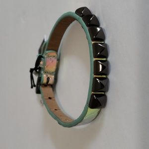 Brand New Y2K Juicy Couture Skinny Faux Leather Pyramid Bracelet